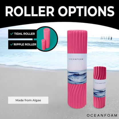 Oceanfoam Tidal Roller - Hot Pink - Muscle Massage Foam Roller for Back Pain & Stretching - Firm and Ergonomic Wide Wave Textured - Yoga, Athletics, & Wellness - Full Size, 20" x 5" - color: Hot Pink