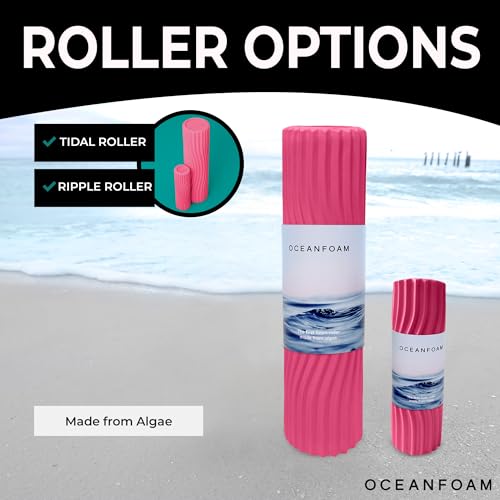 Oceanfoam Tidal Roller - Hot Pink - Muscle Massage Foam Roller for Back Pain & Stretching - Firm and Ergonomic Wide Wave Textured - Yoga, Athletics, & Wellness - Full Size, 20" x 5" - color: Hot Pink