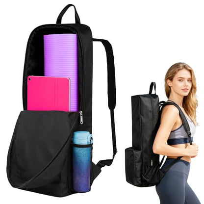 Yoga Mat Bag -Yoga Mat Bag Carrier with Pockets and Adjustable Strap, Lightweight Waterproof Yoga Mat Backpack for Women and Men, Fits Yoga Mats and Yoga Accessories for Workouts (Black) - size: Medium