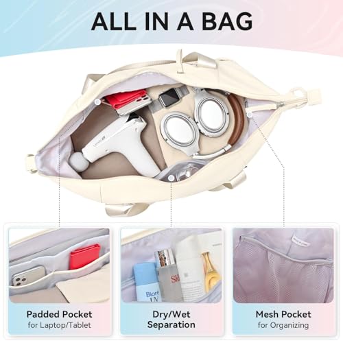 MAXTOP Women's Yoga Bag with Shoe Pouch,Travel Bag for Gym Workout Daily - color: Beige