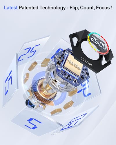 Ticktime T6 Pomodoro Timer Cube for Focus, Study, Work, Task, ADHD, Kitchen - color: Silver