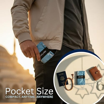 Portable Islamic Pocket Prayer Mat, Waterproof & Lightweight Thin Travel Sajjadah, Foldable Compact Small Muslim Praying Rug with Elastic Band, Essential Salah Gift Accessory - color: Nomad Turquoise
