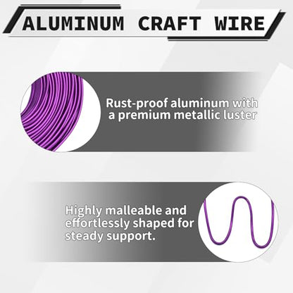 9 Gauge Aluminum Craft Wire, 100 Feet 3mm Bendable Metal Wire for Jewelry Making, Sculpting and Floral Design, Soft Armature Wire for DIY Crafts (Purple) - size: 9 Gauge(3mm), style: Purple