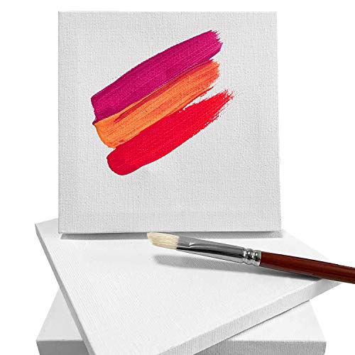 AUREUO Mini Stretched Canvas - 5x5 Inch/24 Pack - 2/5 Inch Profile Tiny Square Canvas Boards for Painting - Art Gift Set Bulk Pack Canvases for Acrylic Halloween Painting & Craft - size: 5"x5"