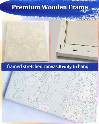 Blissroot Framed Paint by Numbers Kit for Adults Beginner&Kids Ages 8-12, 12x12inch Dragonfly Paint by Numbers with Frame, Large Flower Dragonflies Paint by Number Framed Canvas (Without Easel) - color: BR020F, size: 12"x12"
