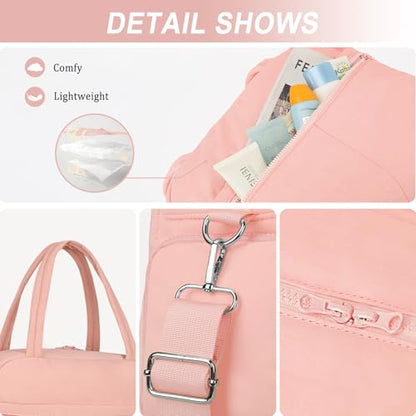 Sports Gym Bag for Women, Travel Duffle Bag with Shoe Compartment & Wet Pocket, Fitness Yoga Bag - color: S-Pink