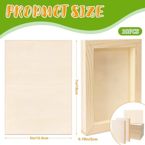 FSWCCK 10 Pack 5 x 7 inch Wood Panel Boards, Unfinished Wood Canvas Panels for Crafts, Painting Canvas, DIY Art Projects, Pouring, Arts Use with Oils, Acrylics - size: 5"X 7" 10 Pack