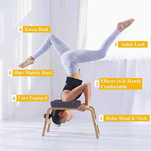 C-CHAIN Balanced Yoga Headstand Bench - Ideal for Workout, Fitness and Gym, for Both Beginner and Experience Yogis - Wood and PU Pads - Relieve Fatigue and Build Up Body - color: Black