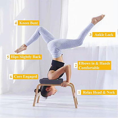 C-CHAIN Balanced Yoga Headstand Bench - Ideal for Workout, Fitness and Gym, for Both Beginner and Experience Yogis - Wood and PU Pads - Relieve Fatigue and Build Up Body - color: Black