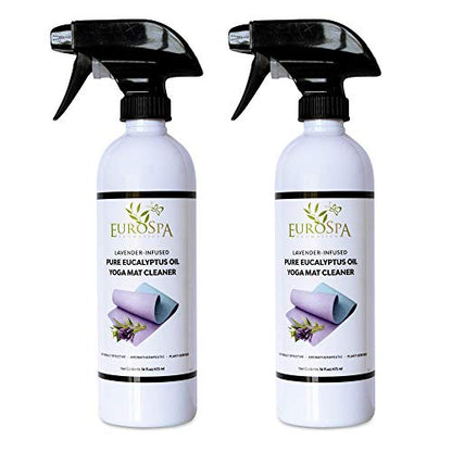 EuroSpa Aromatics Lavender Infused Pure Eucalyptus Oil Yoga Mat Cleaner & Deodorizer - Premium Aromatherapeutic & Relaxing Essential Oil Spray - 16oz, 2 Pack - size: 16 Fl Oz (Pack of 2)