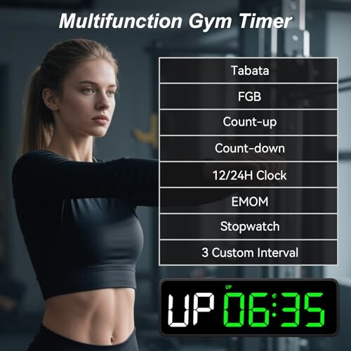 Acedeck Portable Gym Timer Clock: Fitness Digital Clock with Strong Magnet - color: Green+black