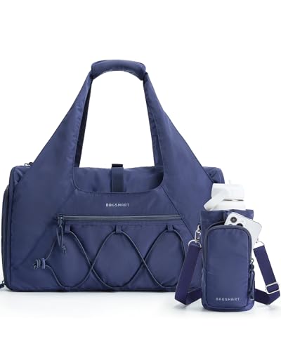 BAGSMART Gym Bag for Women, Lightweight Duffel Bag with Shoe Compartment, Weekender Bags with Wet Pocket, Workout Yoga Tote Bag for Women, Navy Blue - color: Navy Blue, style: Casual Tote