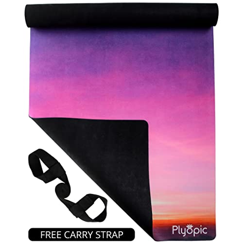 Plyopic All In One Yoga Mat | Luxury Sweat-Grip Mat/Towel Combo | Ideal for Yoga, Hot Yoga, Bikram, Pilates, Workout & Exercise | Eco-Friendly Natural Rubber - color: Strato
