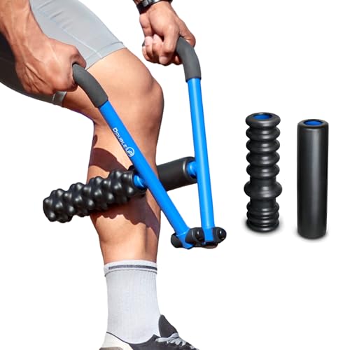 DoubleUP Roller D4 Leg & Arm Massager, Metal Frame + 4 Rollers, Blue - color: Blue