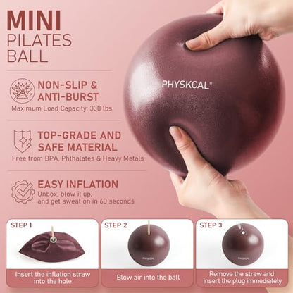 PhysKcal Pilates Kit, 15-Inch Pilates Ring with 1x Pilates Ball & 5X Bands | Aesthetic Home Pilates Equipment Set, Essential Kit for Beginners in Minimalist Style. Comes in Premium Packaging - color: Plum
