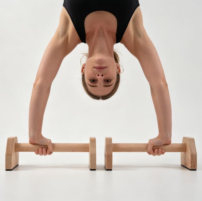 ProGrip Wooden Parallettes - Non-Slip Handstand Bars for Calisthenics