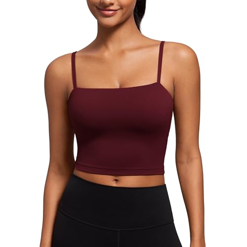 CRZ YOGA Butterluxe Cami Crop Tank Tops - color: Red Merlot, size: XX-Small