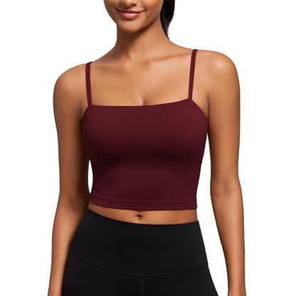 CRZ YOGA Butterluxe Cami Crop Tank Tops - color: Red Merlot, size: XX-Small