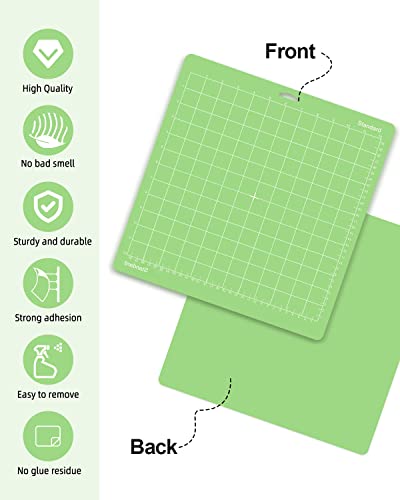 Gwybkq Cutting Mat, Compatible With Maker 3/Maker/Explore 3/Air 2/Air/One 12 Pack 12x12 Cut Mats Replacement Accessories Adhesive Sticky Green Cricket Standard Card - color: Green(Standard)
