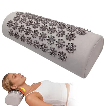 Acupressure Neck Pillow, Ergonomic Neck Support Pillow with Raised Pressure Points, Neck Rest Pillow for Home, Office, Travel, Reading, Relaxation Gift for Women & Men, Light Gray - color: Light Gray