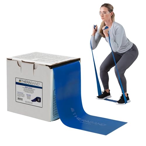 THERABAND Resistance Band, Gold, Max, 25-Yard Roll, Latex-Free, Elastic Band for Exercise, Physical Therapy, Yoga, Pilates, Stretching, Home Workouts, Color-Coded for Easy Resistance Levels - color: Blue | Extra Heavy