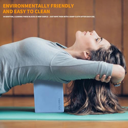 2-Pack Yoga Blocks, High-Density 9"x6"x3" Yoga Brick Foam Blocks, Non-Slip Exercise Blocks for Yoga, Pilates, Stretching and Meditation – Lightweight Yoga Props for Home Gym & Studio - color: Grayish Blue