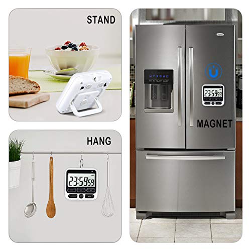 4-in-1 Digital Timer with Count Up/Down, Clock & Alarm, Ring & Silent Modes - color: Black