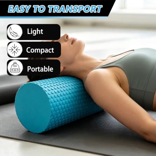 Foam Roller for Exercise, Pilates, Back Physical Therapy, 12" X 6" Round - color: Blue