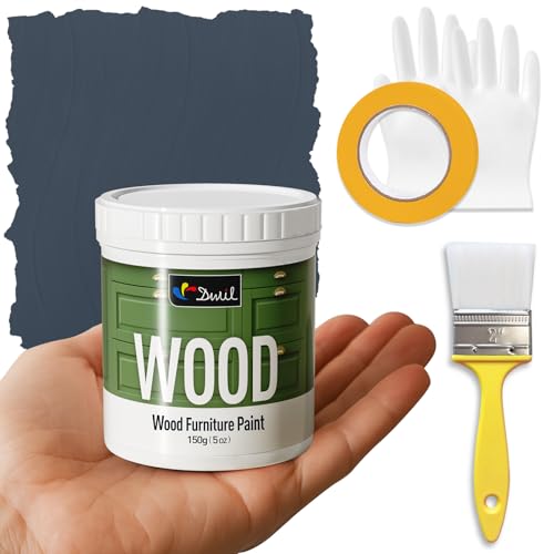 DWIL Matte Finish Furniture Paint - 5 Oz Wood Paint for Cabinets, Doors, Tables, and Dressers Refinishing - Water-Based, Non-Toxic & Odorless, Easy to Apply(Bronze blue)-Trial Pack - color: Bronze Blue, size: 5 Ounce (Pack of 1)