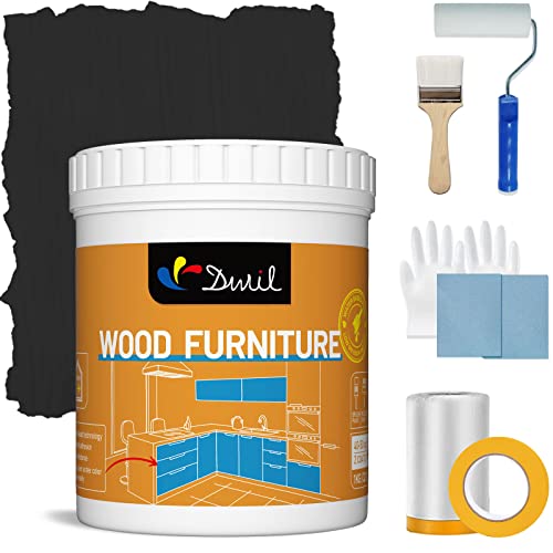 DWIL Acrylic Wood Paint for Furniture - Semi-Gloss Paint Suitable for Wood Surface Renovation, Water-Based All match Paint, Non-Toxic & Odorless, Eco-Friendly & Healthy (32oz, Black) - color: Black