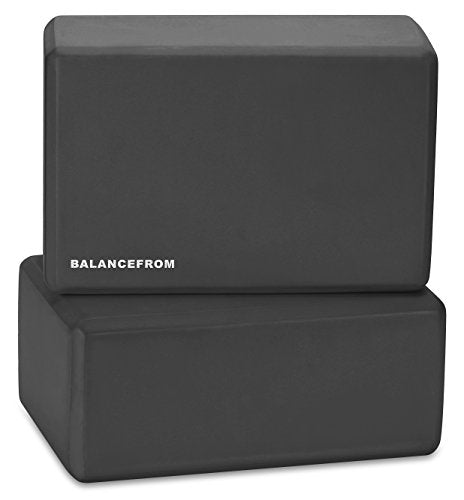 Fitvids Set of 2 High Density Yoga Blocks, 9"x6"x4" Each - color: Black