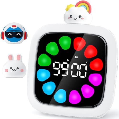 Yunbaoit Digital Visual Timer for Kids, 99-Minute Countdown, Rechargeable - color: 3 Dolls-white