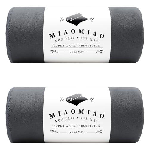 MIAOMIAO 2 Pack Non-Slip Hot Yoga Towel Set,Super Absorbent Microfiber in, 24.5" x 72" - Anti-Slip, Injury Free Design for Pilates, Yoga Mats, Exercise, and Fitness Gear Carbon Grey - color: Z-carbon Grey(2 Pack)