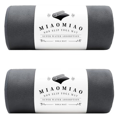 MIAOMIAO 2 Pack Non-Slip Hot Yoga Towel Set,Super Absorbent Microfiber in, 24.5" x 72" - Anti-Slip, Injury Free Design for Pilates, Yoga Mats, Exercise, and Fitness Gear Carbon Grey - color: Z-carbon Grey(2 Pack)
