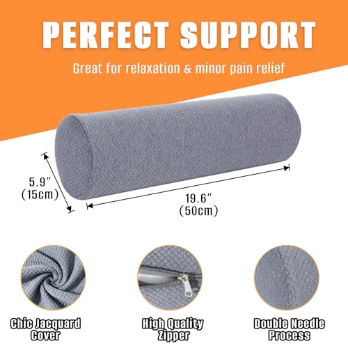 2 Pack Round Massage Table Bolster Pillow Pad, Bolster Pillow, Round Pillows, Suitable for Earthlite Massage Table (Grey, 5.9''x19.6'') - color: Grey, size: 5.9''x19.6''