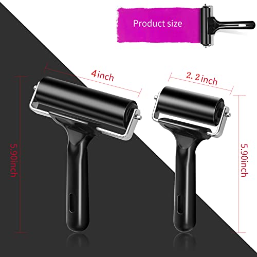 2Pcs Rubber Roller Brayer Rollers Hard Rubber 4 and 2.2 Inch for Printmaking (Black) by HRLORKC… - size: 1pack 2.2inch+1pack 4inch
