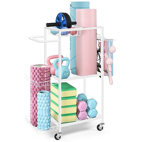 Yoga Mat Storage Rack, Home Gym Storage, Workout Equipment Storage Rack - color: 화이트.