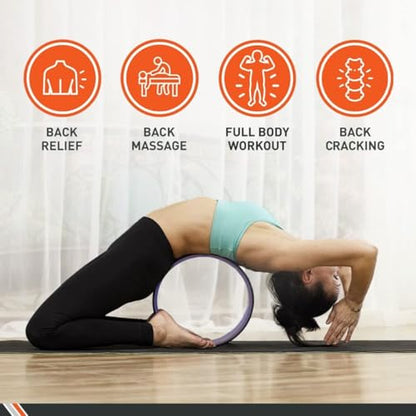 Yoga Wheel for Back Pain Relief, Back Roller Wheel with Extra Cushion, Wider & Thickest Foam, Stretches and Strengthens Core Muscles