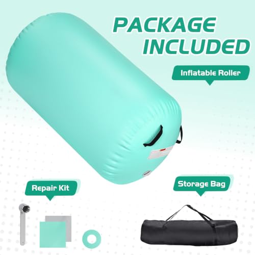 Inflatable Gymnastics Air Roller Barrel Green 40 * 23.6inch - color: Green, size: 40*23.6 Inch
