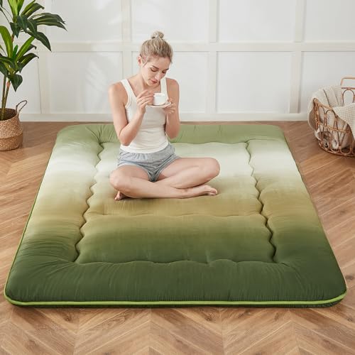 Zelladorra Japanese Floor Mattress, Futon Mattress - color: Forest Gradient ( 4"th + Dust Cover ）, size: Twin (80"L x 39"W)