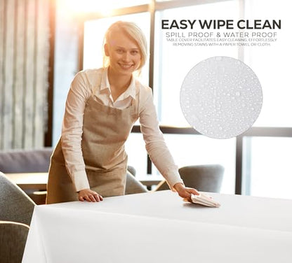 Utopia Kitchen Plastic Table Cloth Disposable [White, 12 Pack] | 54x108 Inch Rectangle Tablecloth Waterproof Stain Resistant Party Table Cover - color: White, size: 54X108 Inch - 12PC