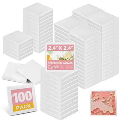 ESRICH Mini Canvases for Painting, Mini Canvas Bulk 100 Pack 2.4x2.4In, 2/5In Profile Small Square Canvases, Blank Canvases are Great for School Projects and Kids Birthday Parties, Home Decor Project. - size: 2.4x2.4in-100 Packs