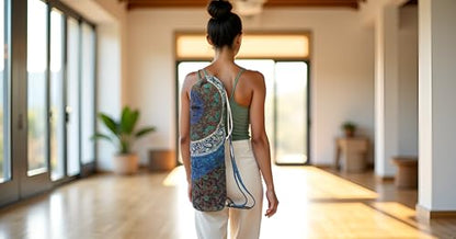 INDIAN CRAFT CASTLE Yoga Mat Bag, Full-Zipper Yoga Mat Carrier with Adjustable Strap, Front & Exterior Phone Pocket, Stylish & Functional Fitness Mat Holder for Women & Men - color: Blue 6 kaam