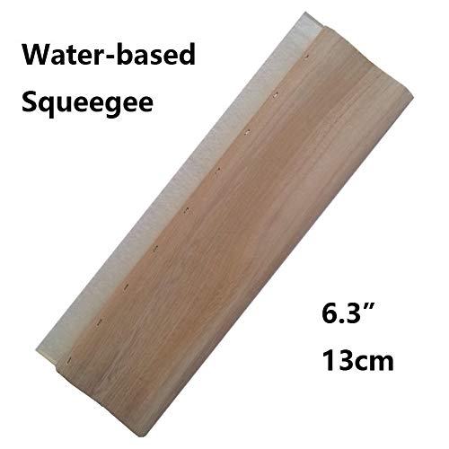 INTBUYING Screen Printing Squeegee Ink Squeegee Wooden Water Scraper 65 Durometer 6.3inches Long 4 inches Wide with Rubber Blade and Wooden Handle - size: 6.3 inches long