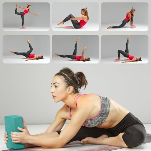 Yoga Blocks 2 Pcs, 9"x6"x3" Yoga Brick Foam Blocks EVA Foam Block Yoga Props Accessories for Yoga Pilates Stretching and Meditation - color: Light Blue