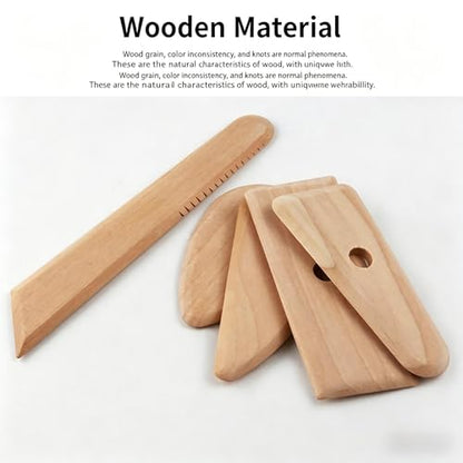 5Pcs Pottery Clay Tools Set, Wooden Ribs Scrapers for Ceramic Sculpting and Shaping