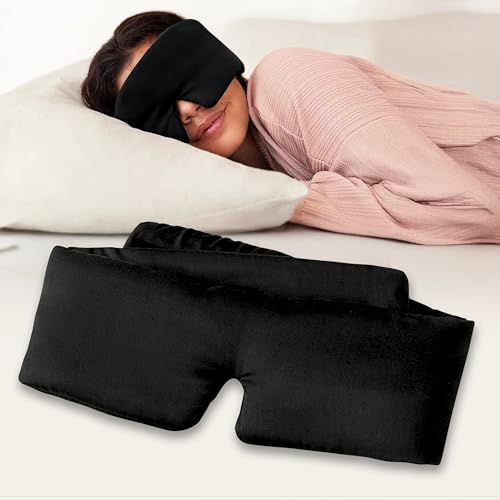 Baloo Silk Weighted Sleep Mask, Black, Eye Mask with Amethyst Crystal - color: Black With Amethyst Crystal