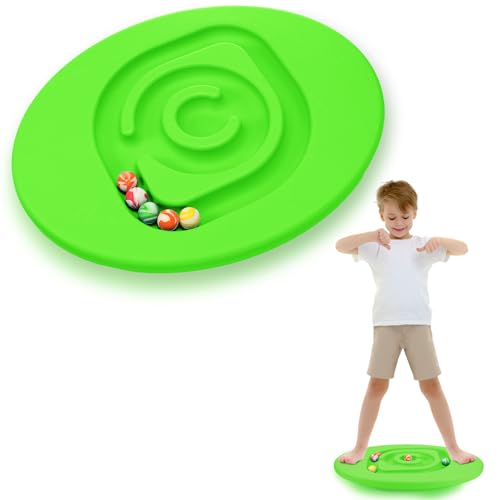 Seenelling Kids Maze Balance Board Sensory Training Toy, Green, Round - color: Green, style: Round