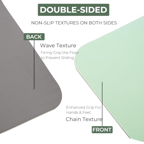 Yoga Mat 72''x24''/35''(8mm/10mm) for Beginners, Thick and Wide Yoga Mat with Carrying Strap for Pilates, Stretching and Home Workout - color: Green Grey, size: 72*24*0.3inch