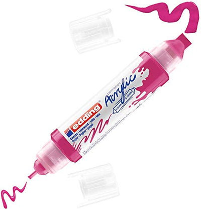 edding 5400 Acrylic 3D Double Liner - Pink - 1 Acrylic Colour Tube - 2 nozzles 2-3,5-10mm - Acrylic Paints for Canvas, Painting Boards and Wood - Waterproof acrylics in Artist-Quality Colours - color: Telemagenta Mat